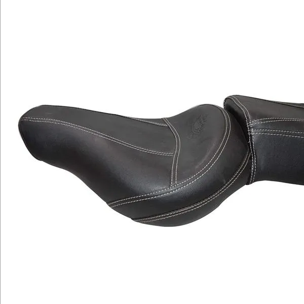 R.J.VON Custom Cruiser Seat Full Low Slim (Black With White Line) for   Royal Enfield Classics 350/500, Standard | Electra 350/500, Thunderbird 350/500
