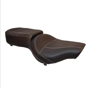 R.J.VON Custom Cruiser Seat Full Low Slim (Black With White Line) for   Royal Enfield Classics 350/500, Standard | Electra 350/500, Thunderbird 350/500