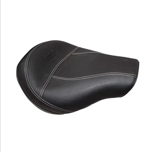 R.J.VON Custom Cruiser Seat Full Low Slim (Black With White Line) for   Royal Enfield Classics 350/500, Standard | Electra 350/500, Thunderbird 350/500