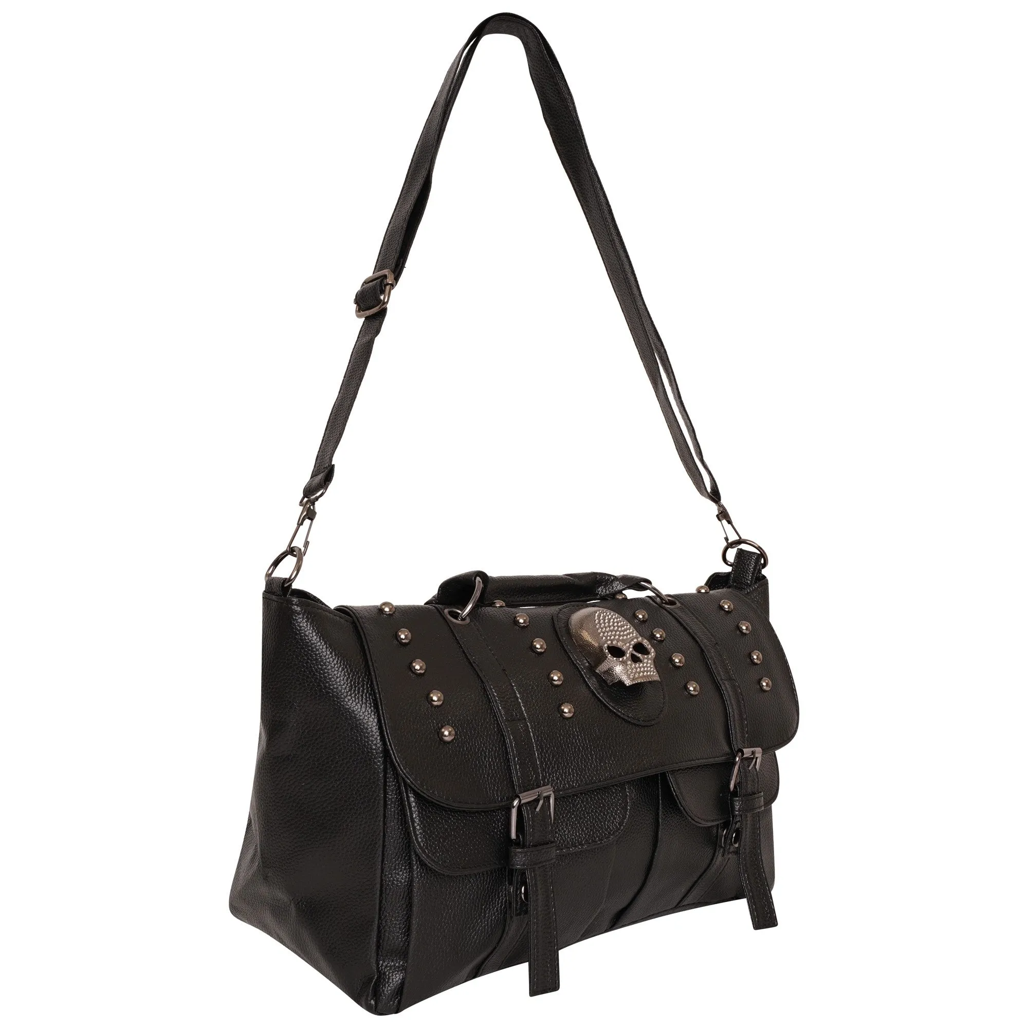 Ro Rox Aliz Skull Faux Leather Messenger Bag