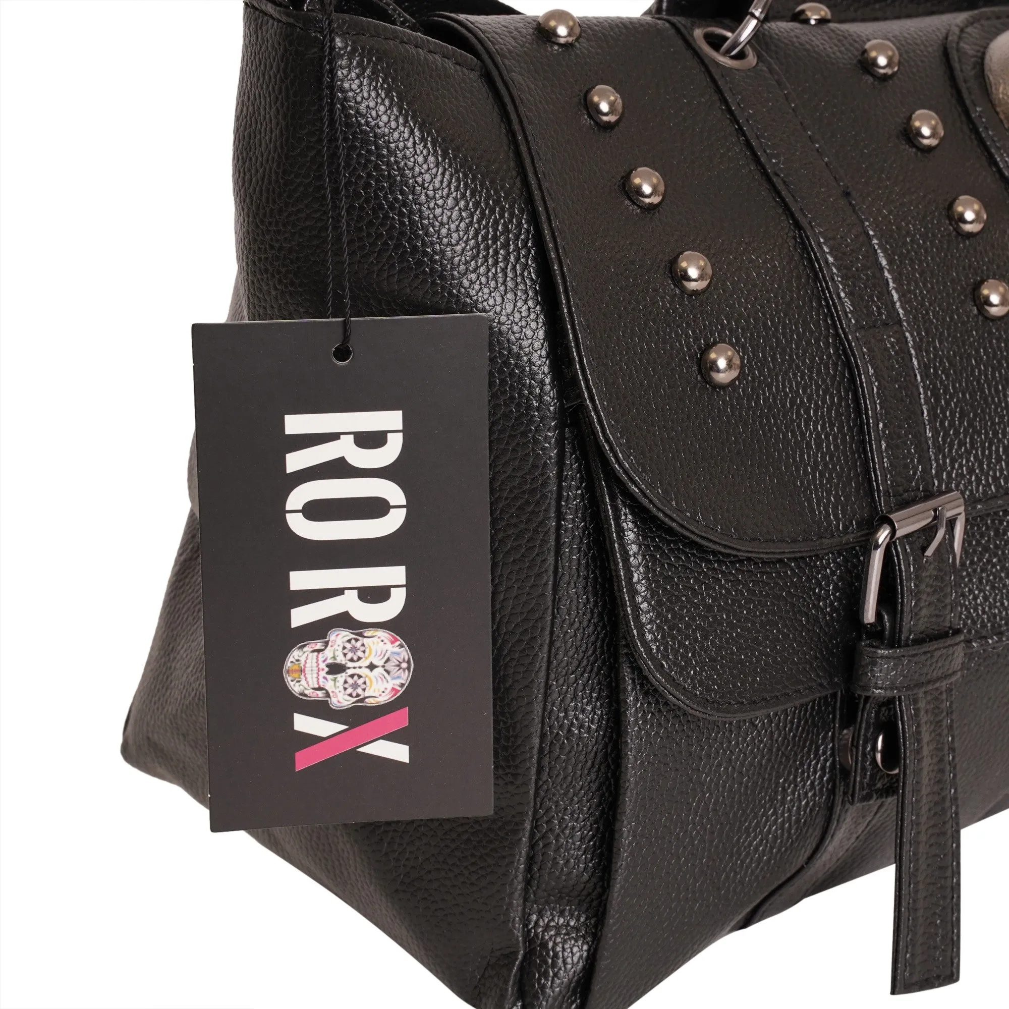 Ro Rox Aliz Skull Faux Leather Messenger Bag