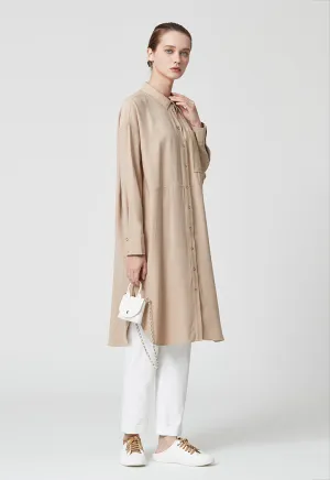 Rounded Hem Soft Tencel Shirt Dress
