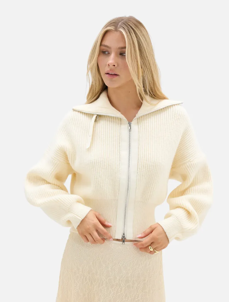 Ruby Wool Knit Cardigan - Ivory