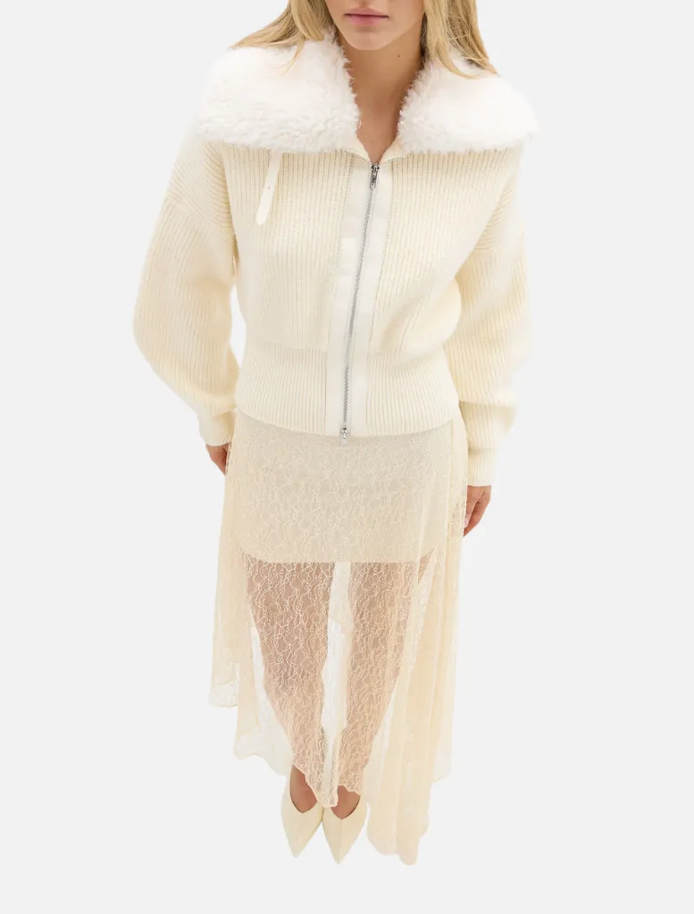 Ruby Wool Knit Cardigan - Ivory