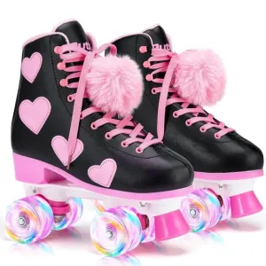 Ruthfo Girl's Classic Roller Skates with Light up Wheels NEW 2Y