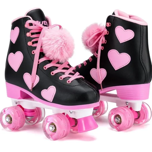 Ruthfo Girl's Classic Roller Skates with Light up Wheels NEW 2Y