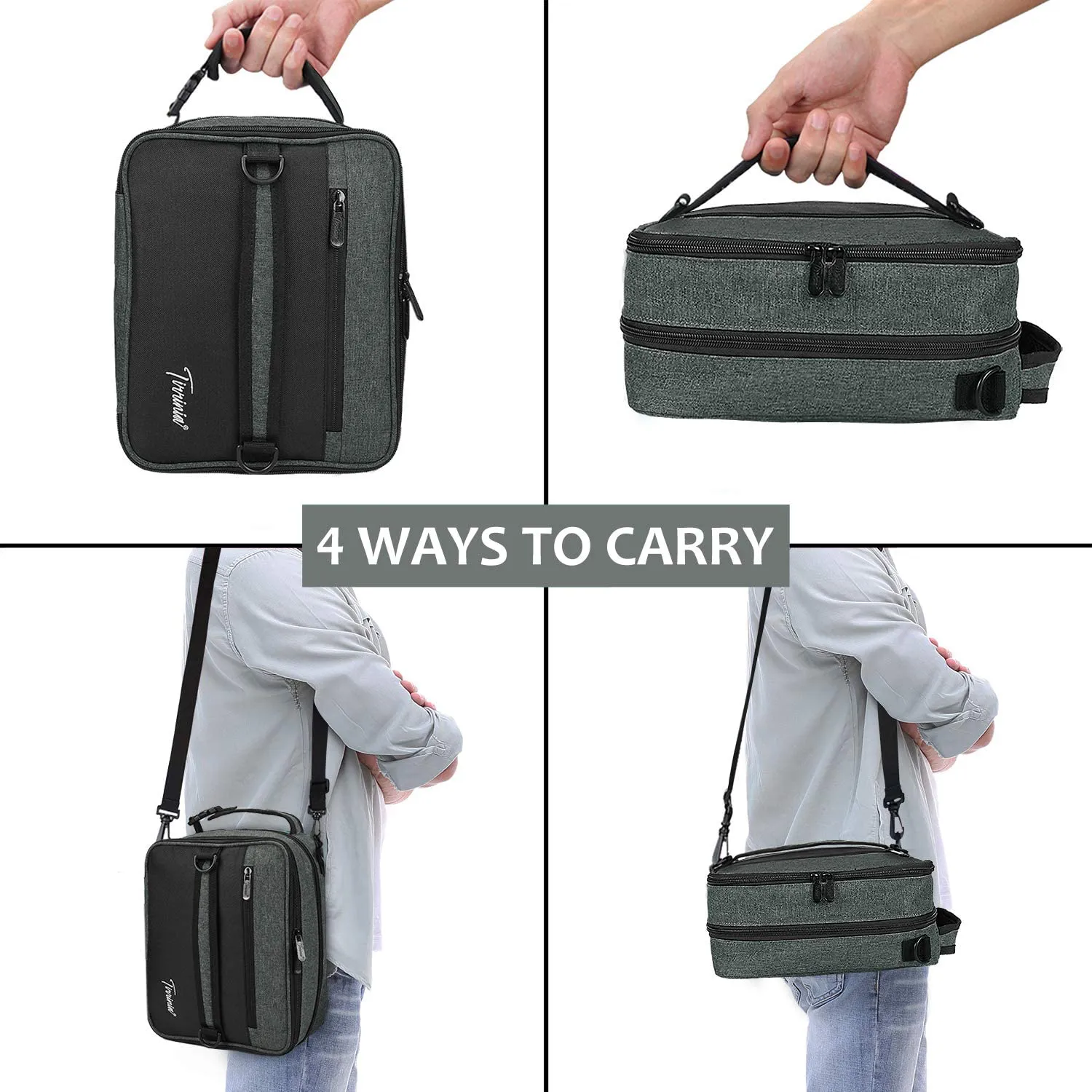 Rynx | Expandable Insulated Lunch Bag, Leak-Proof Flat Lunch Cooler Tote with Shoulder Strap for Men and Women, Suitable for Work and Office by Tirrinia, Purple