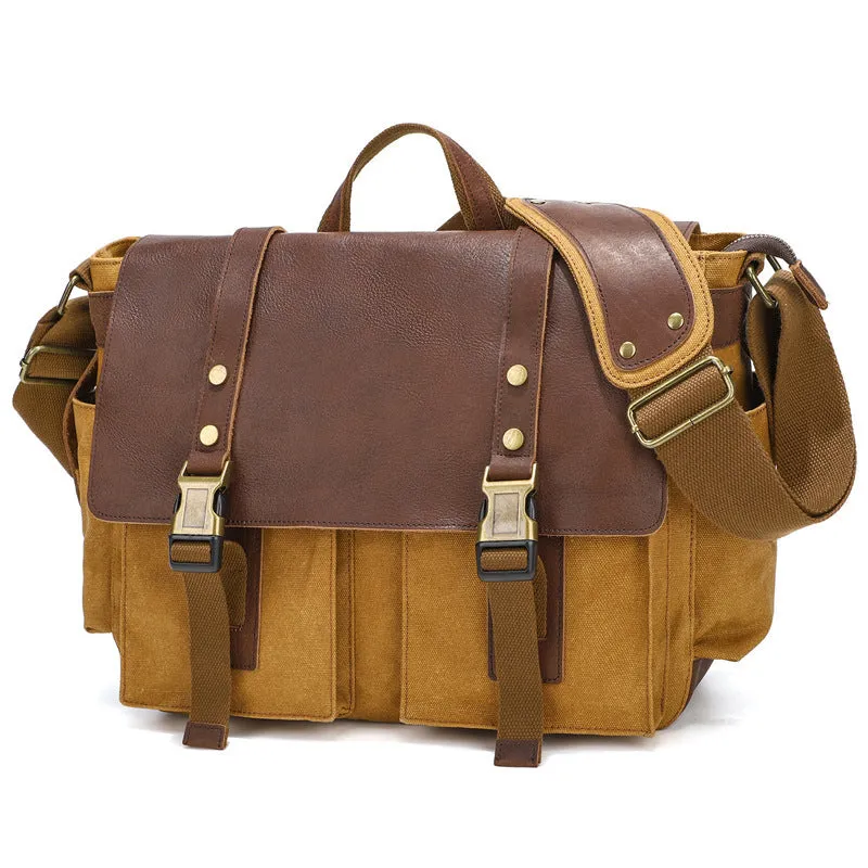 Sahara Ultimate Genuine Leather and Waxed Canvas Crossbody Shoulder Bag