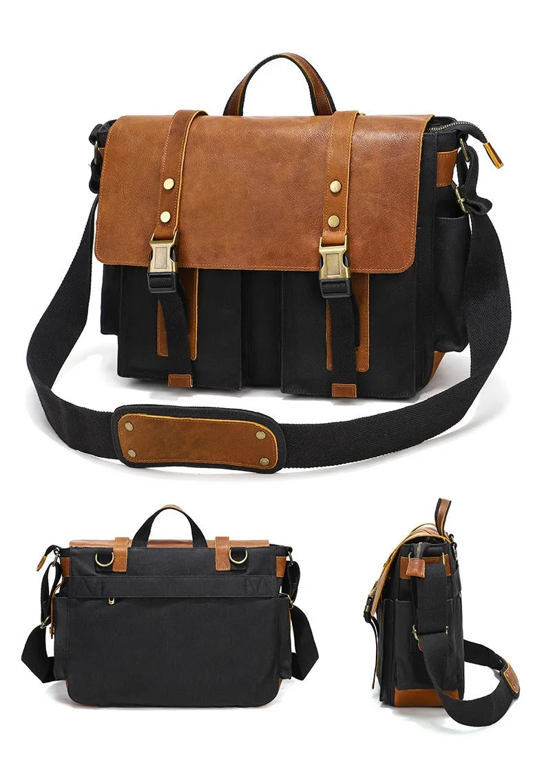 Sahara Ultimate Genuine Leather and Waxed Canvas Crossbody Shoulder Bag
