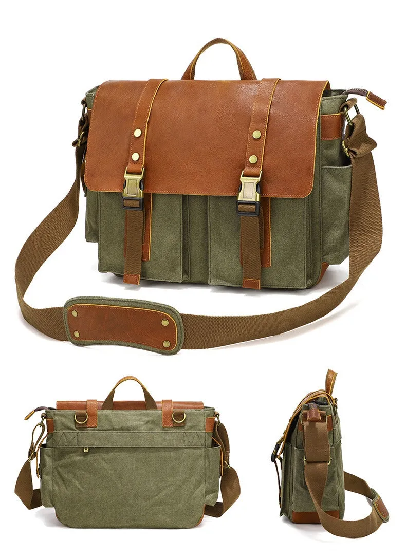 Sahara Ultimate Genuine Leather and Waxed Canvas Crossbody Shoulder Bag