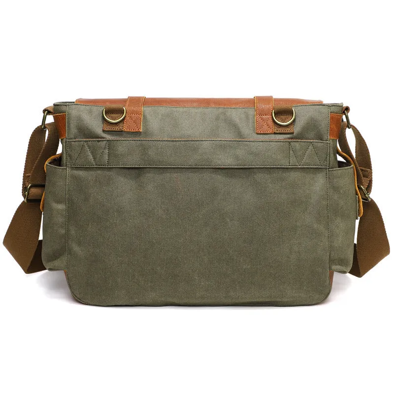 Sahara Ultimate Genuine Leather and Waxed Canvas Crossbody Shoulder Bag