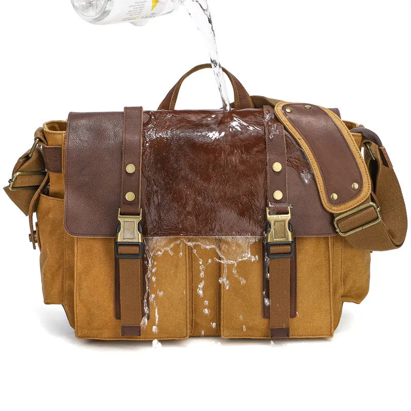 Sahara Ultimate Genuine Leather and Waxed Canvas Crossbody Shoulder Bag