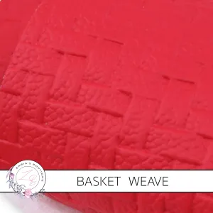 SALE Basket Weave Textured Faux Leather Leatherette ~ Red ~ 0.84mm