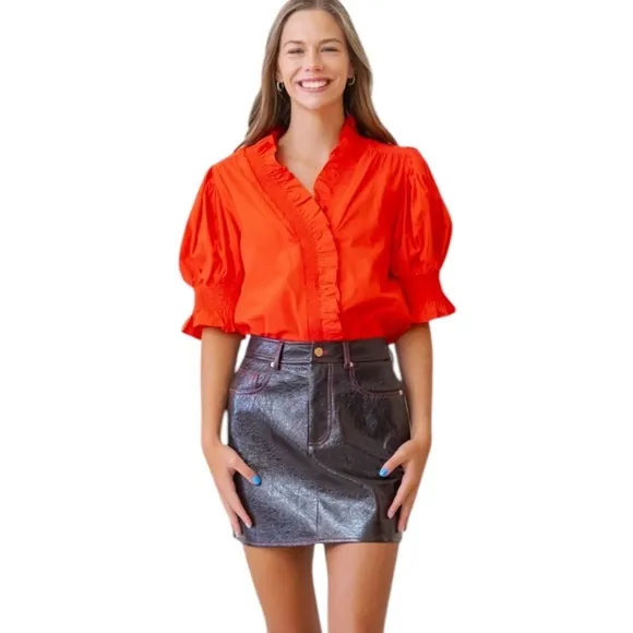 SCOTCH &amp; SODA FAUX LEATHER MINI SKIRT IN WINE SIZE LARGE