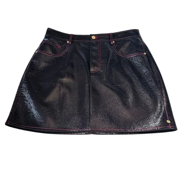 SCOTCH &amp; SODA FAUX LEATHER MINI SKIRT IN WINE SIZE LARGE