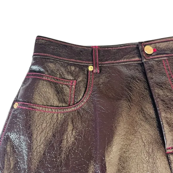 SCOTCH &amp; SODA FAUX LEATHER MINI SKIRT IN WINE SIZE LARGE