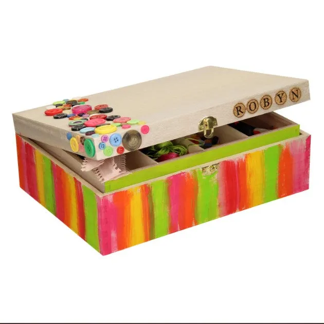 Seconds Paulownia Wooden Sewing Box 31.5cmx22.5cmx11cm Single Compartment Craft Box