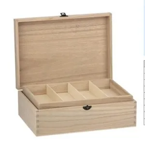 Seconds Paulownia Wooden Sewing Box 31.5cmx22.5cmx11cm Single Compartment Craft Box