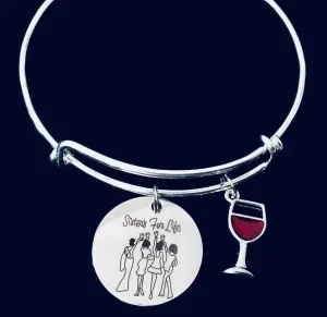 Sisters for Life Expandable Charm Bracelet Silver Adjustable Bangle One Size Fits All Gift