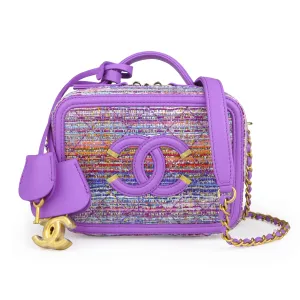 Small CC Filigree Vanity Case in Purple Rainbow Tweed