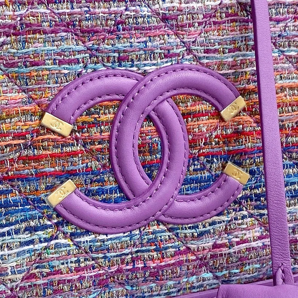 Small CC Filigree Vanity Case in Purple Rainbow Tweed