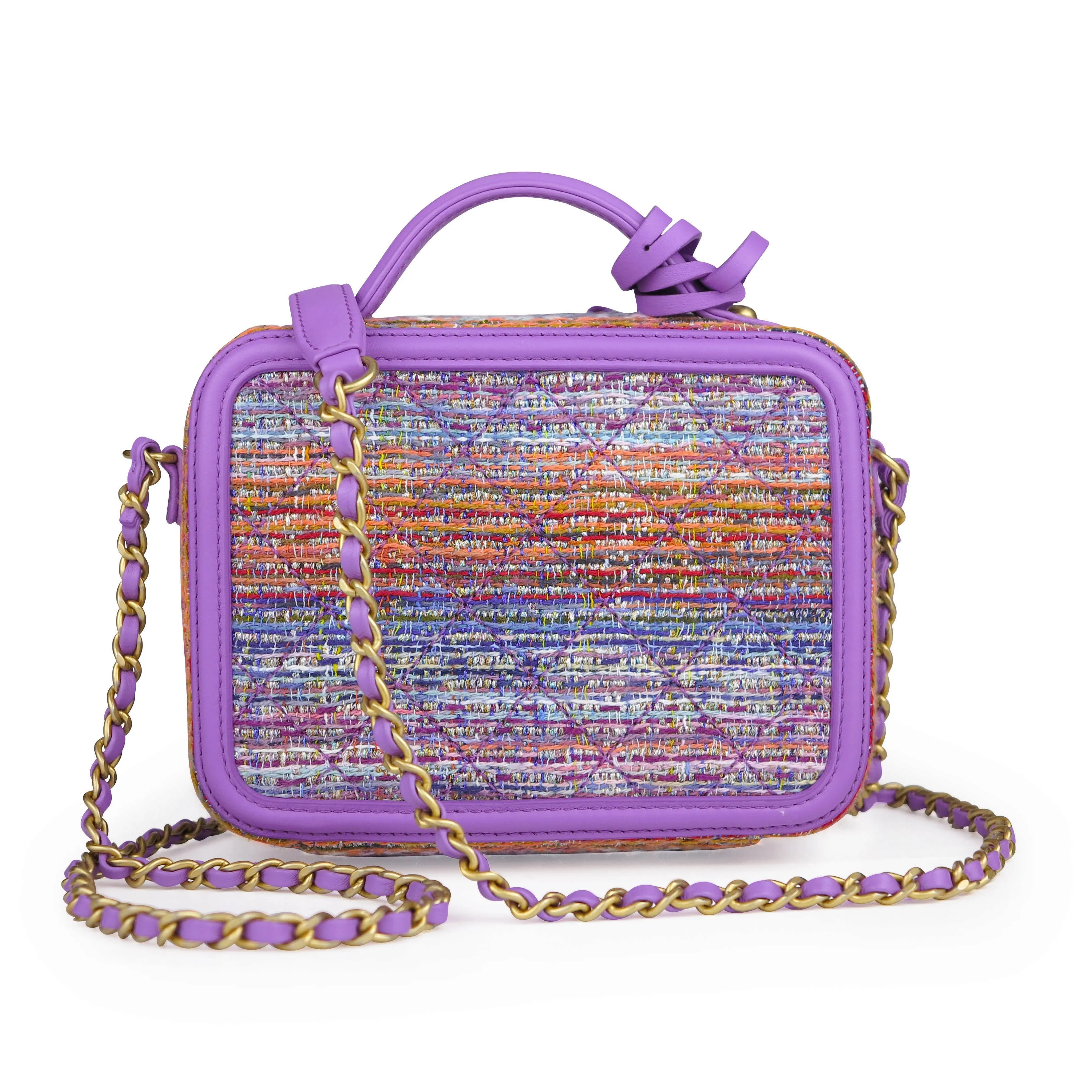 Small CC Filigree Vanity Case in Purple Rainbow Tweed