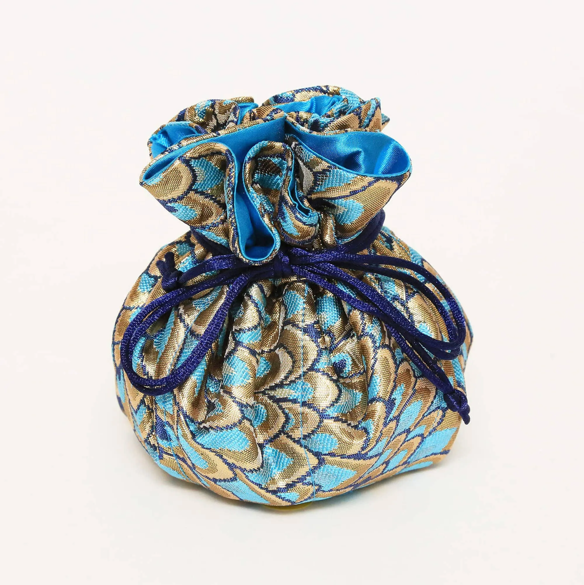 Small Feather Brocade Jewelry Pouch