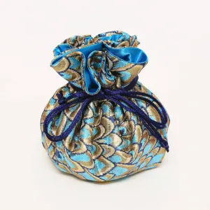 Small Feather Brocade Jewelry Pouch