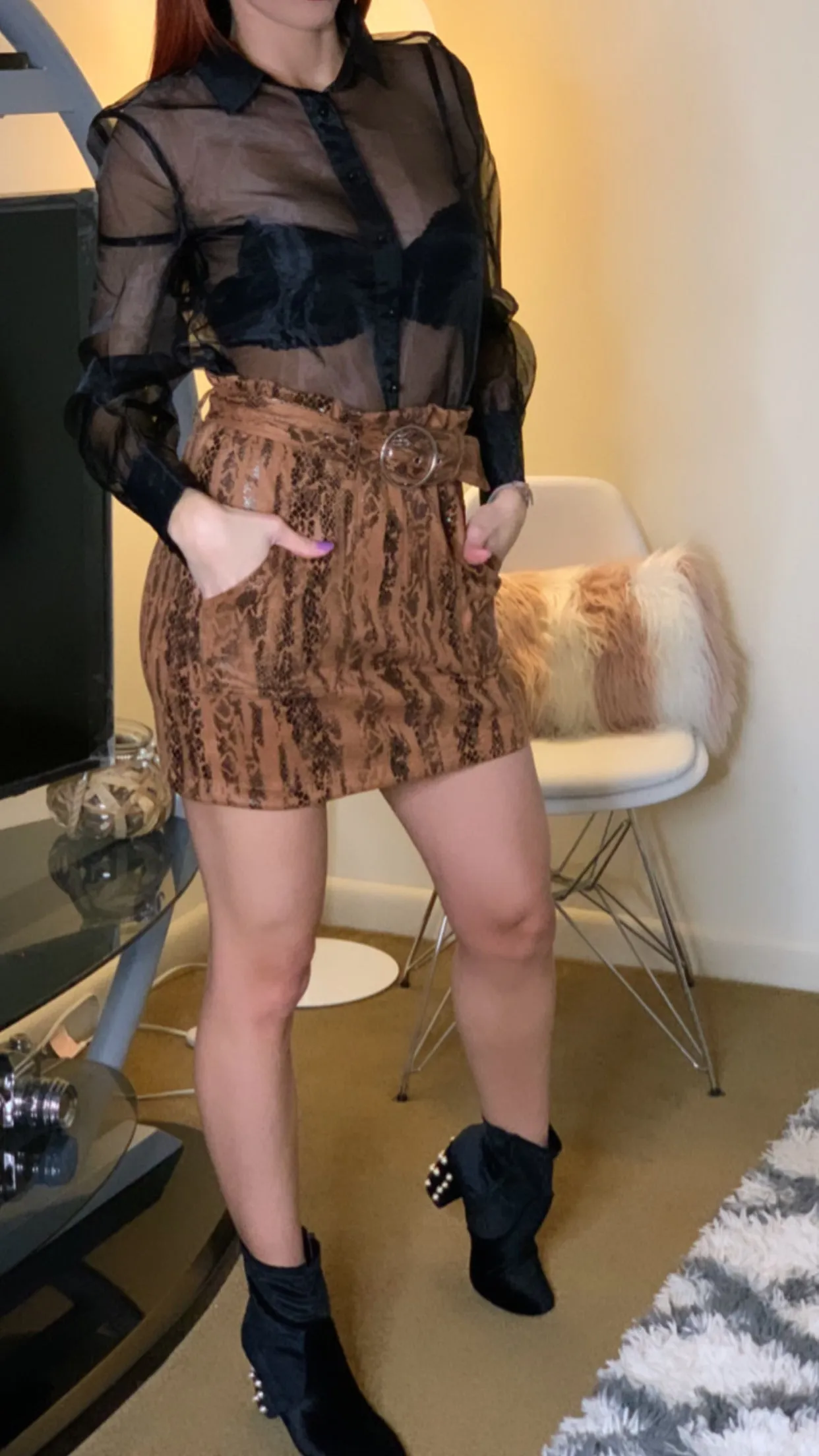 Snake Skin Belted Skirt