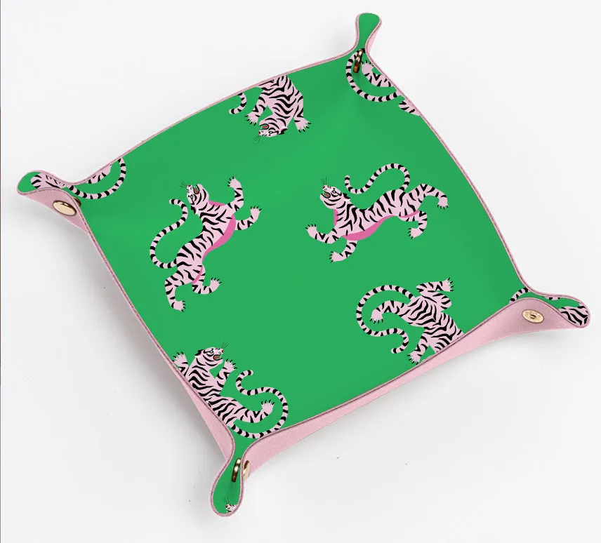 Snap Trinket Tray | Green & Pink Tiger