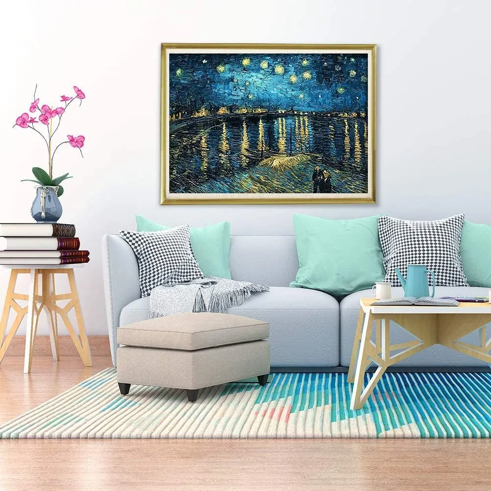Starry Night Over the Rhône (1888) - Set of 2 | 20 x 16" | DIY 5D Diamond Art Full Drill Embroidery Painting Kit | Home Wall Art Décor