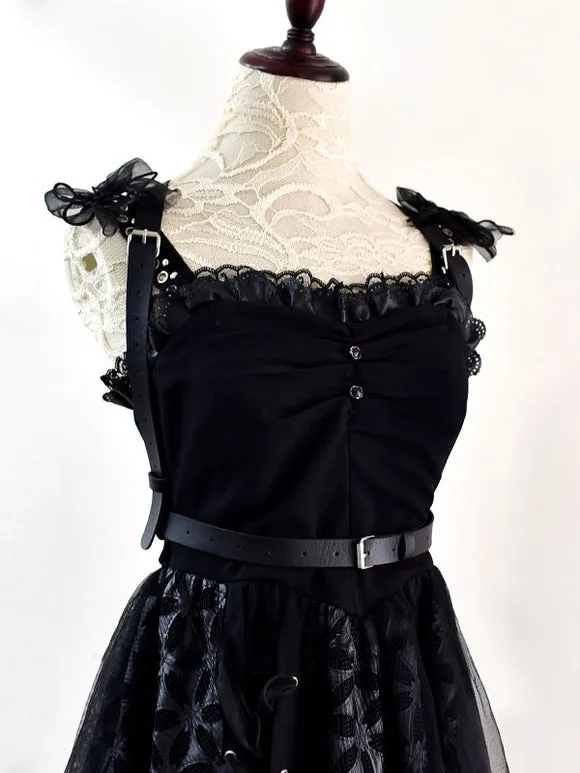 Steampunk Lolita Accessories Black Metal Details Sash PU Leather Miscellaneous