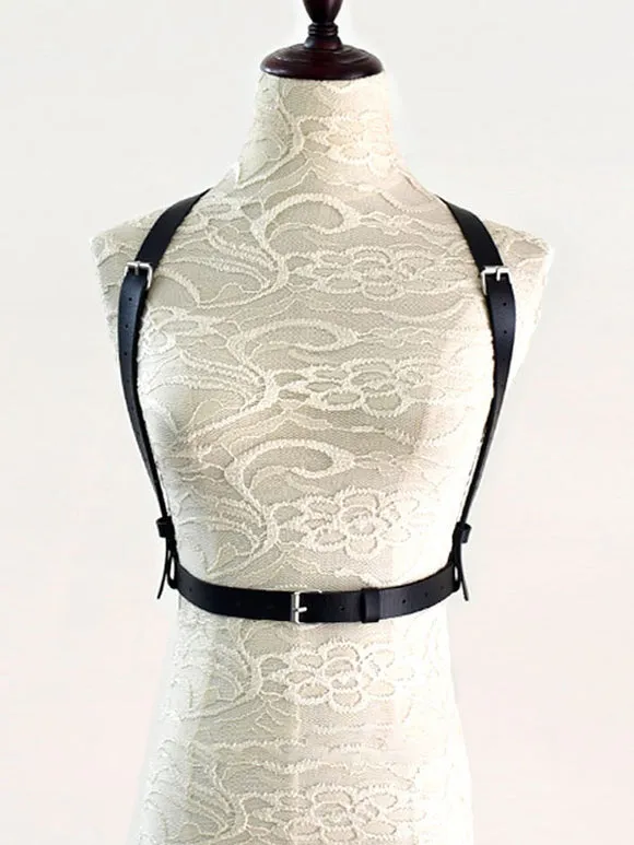 Steampunk Lolita Accessories Black Metal Details Sash PU Leather Miscellaneous