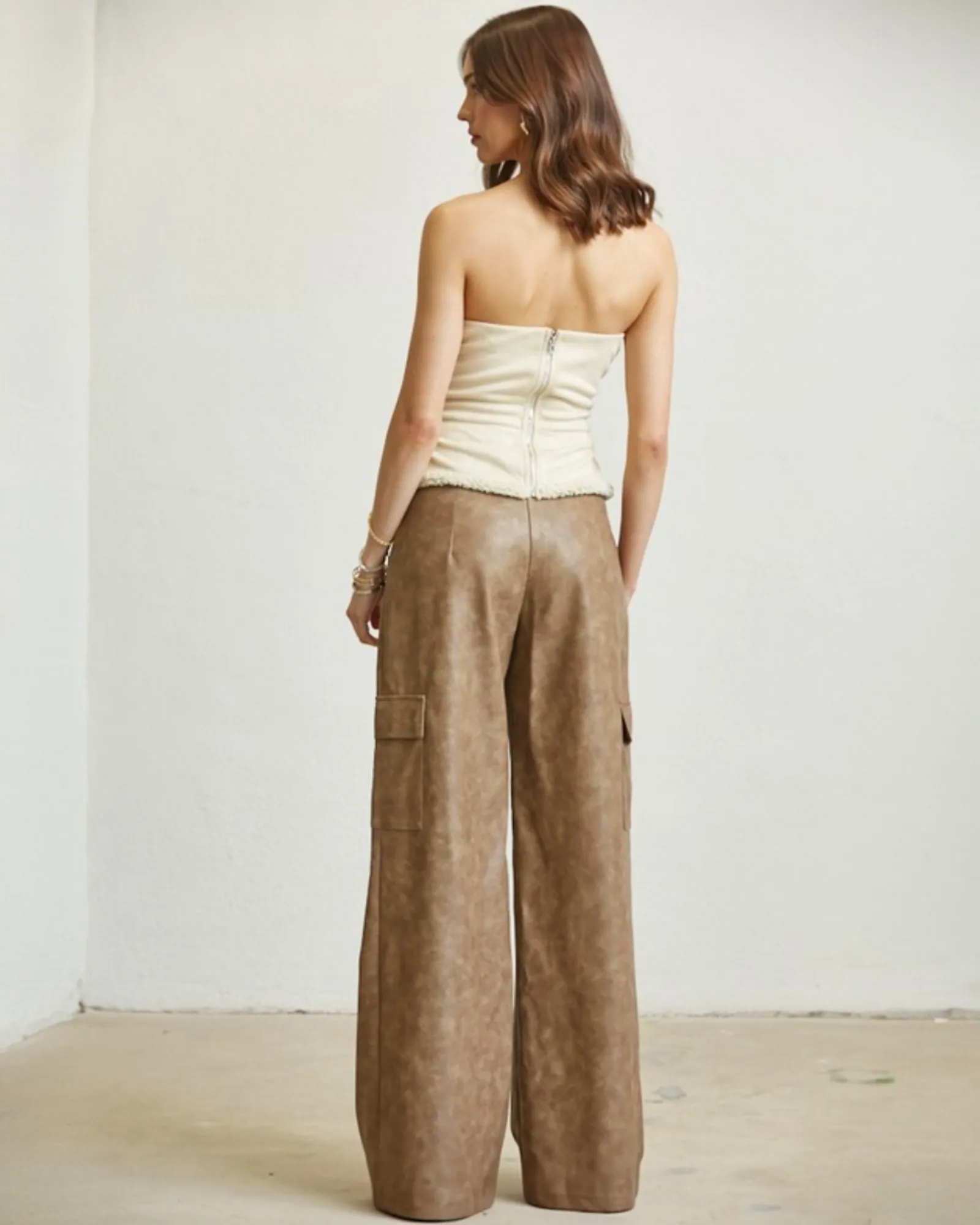 Strapless Top x Cargo Pants Set