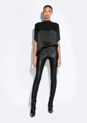 Stretch Faux Leather Split Hem Legging