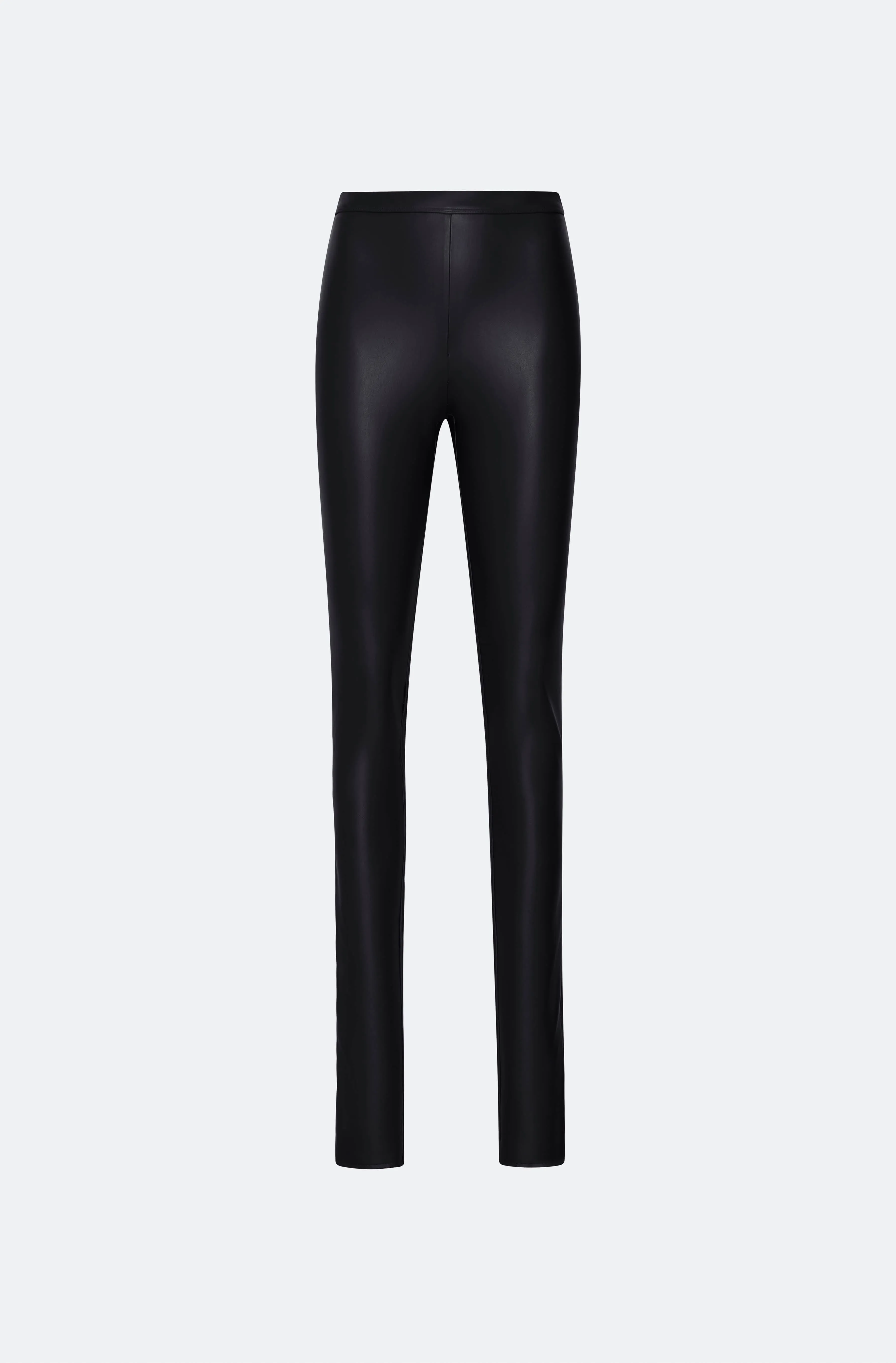 Stretch Faux Leather Split Hem Legging