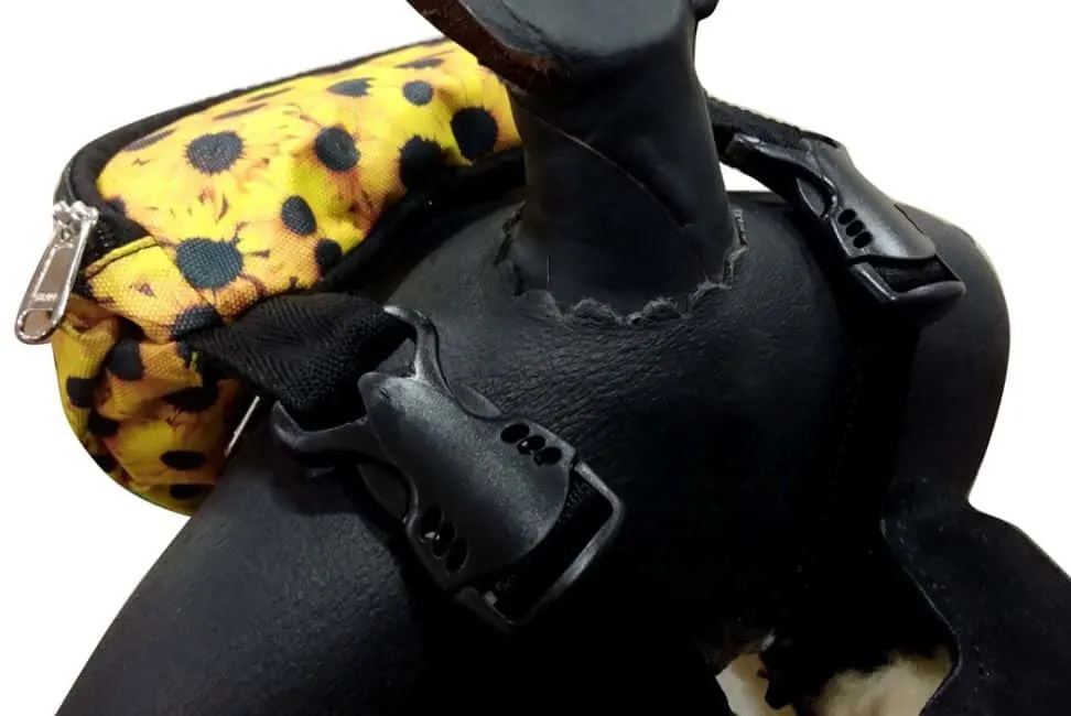 Sunflower Print Insulated Nylon Saddle Pouch