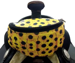 Sunflower Print Insulated Nylon Saddle Pouch