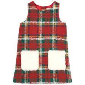 Tartan Faux Fur Pocket Dress