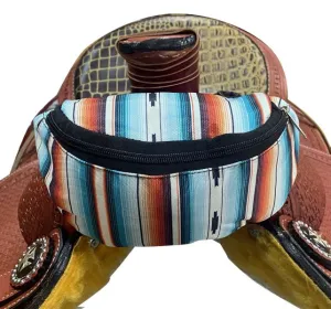 Teal Serape Print Insulated Nylon Saddle Pouch