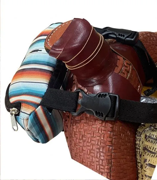Teal Serape Print Insulated Nylon Saddle Pouch