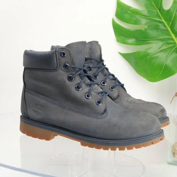 Timberland Mens Waterproof Boot Size 7 Premium 6Inch Blue Leather Insulated