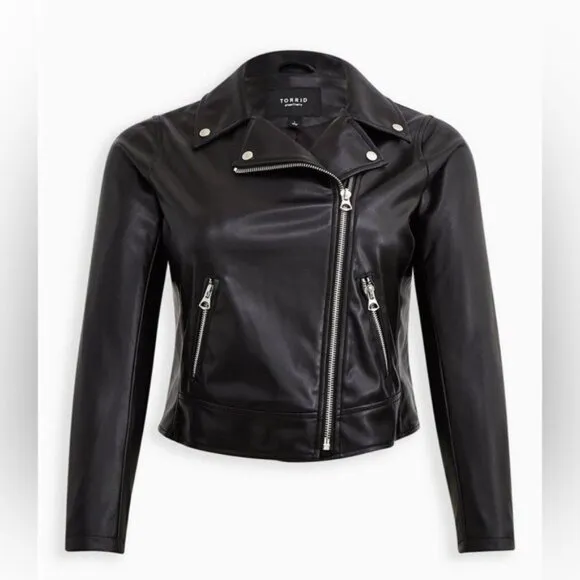 Torrid Black Faux Leather Asymmetrical Moto Jacket