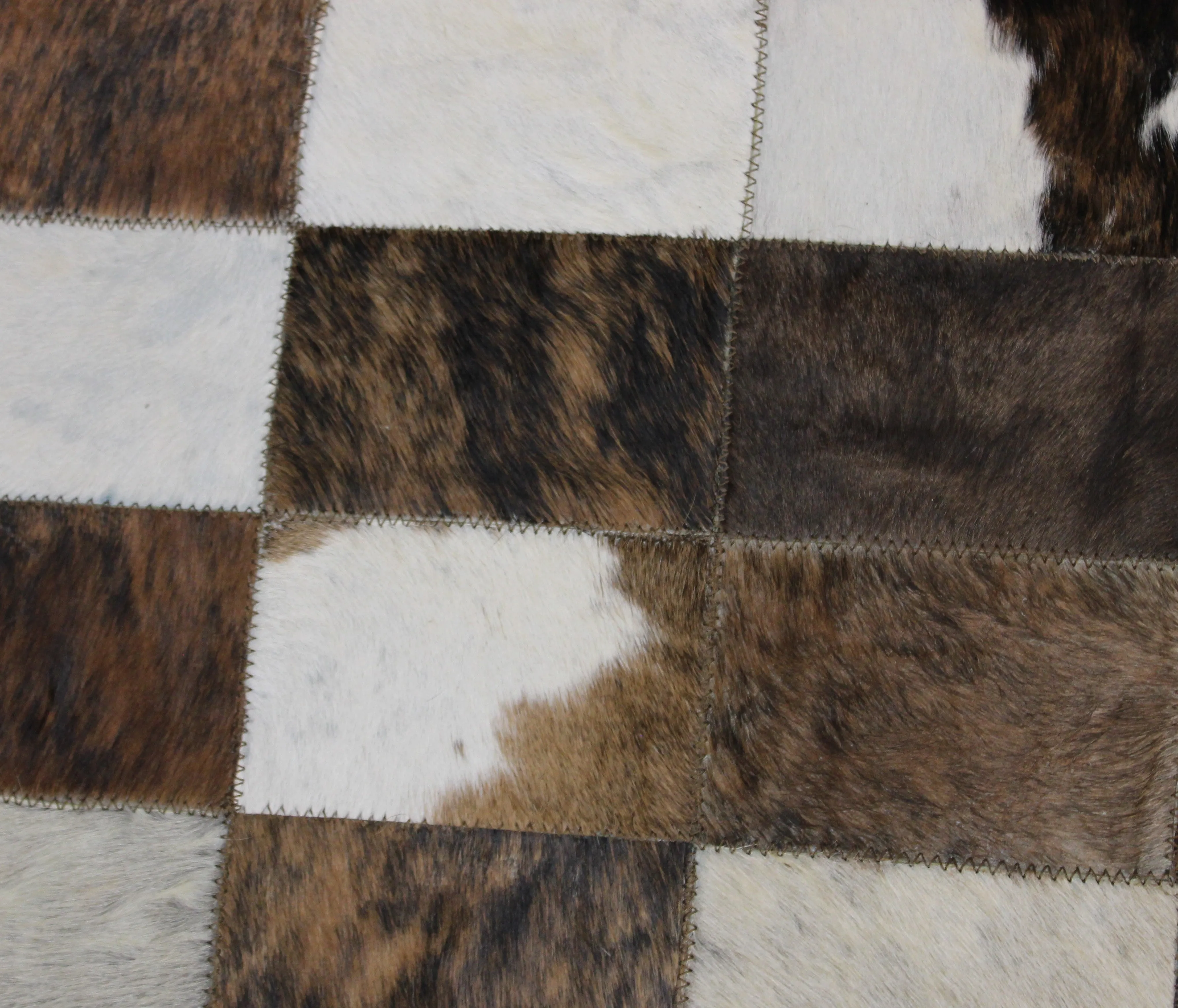 Tricolor Patchwork Cowhide Rug – 48 x 32 inches - 124 x 81 cm | Bedside Cowhide Patchwork Rug