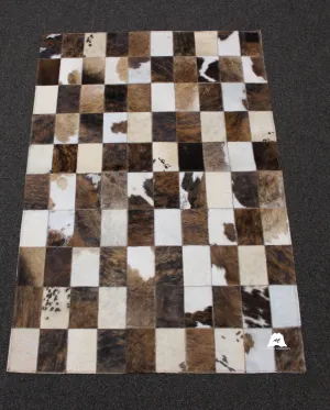 Tricolor Patchwork Cowhide Rug – 48 x 32 inches - 124 x 81 cm | Bedside Cowhide Patchwork Rug