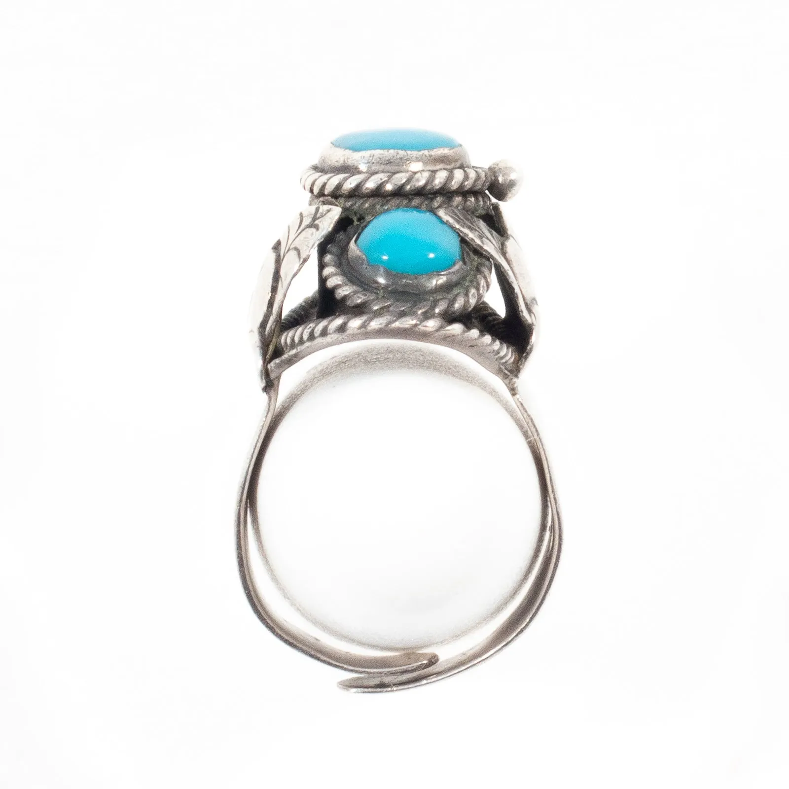 Turquoise Taxco Sterling Silver Compartment Ring