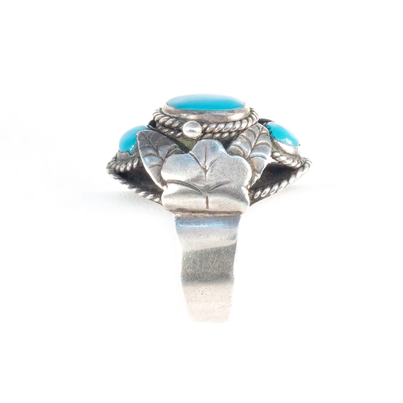Turquoise Taxco Sterling Silver Compartment Ring