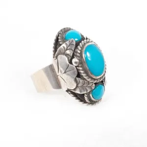 Turquoise Taxco Sterling Silver Compartment Ring