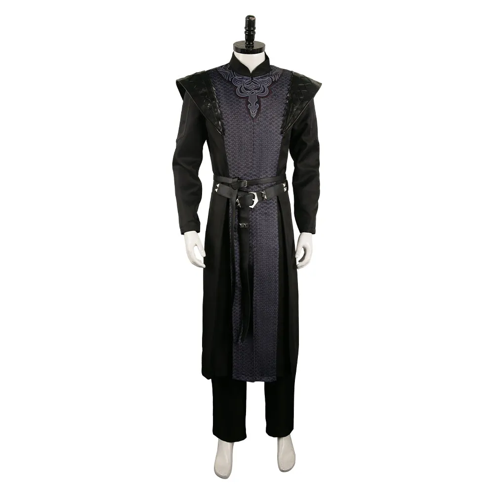 Twill fabric   PU LeatherDaemon Targaryen Black Printed Set Cosplay Costume Outfits