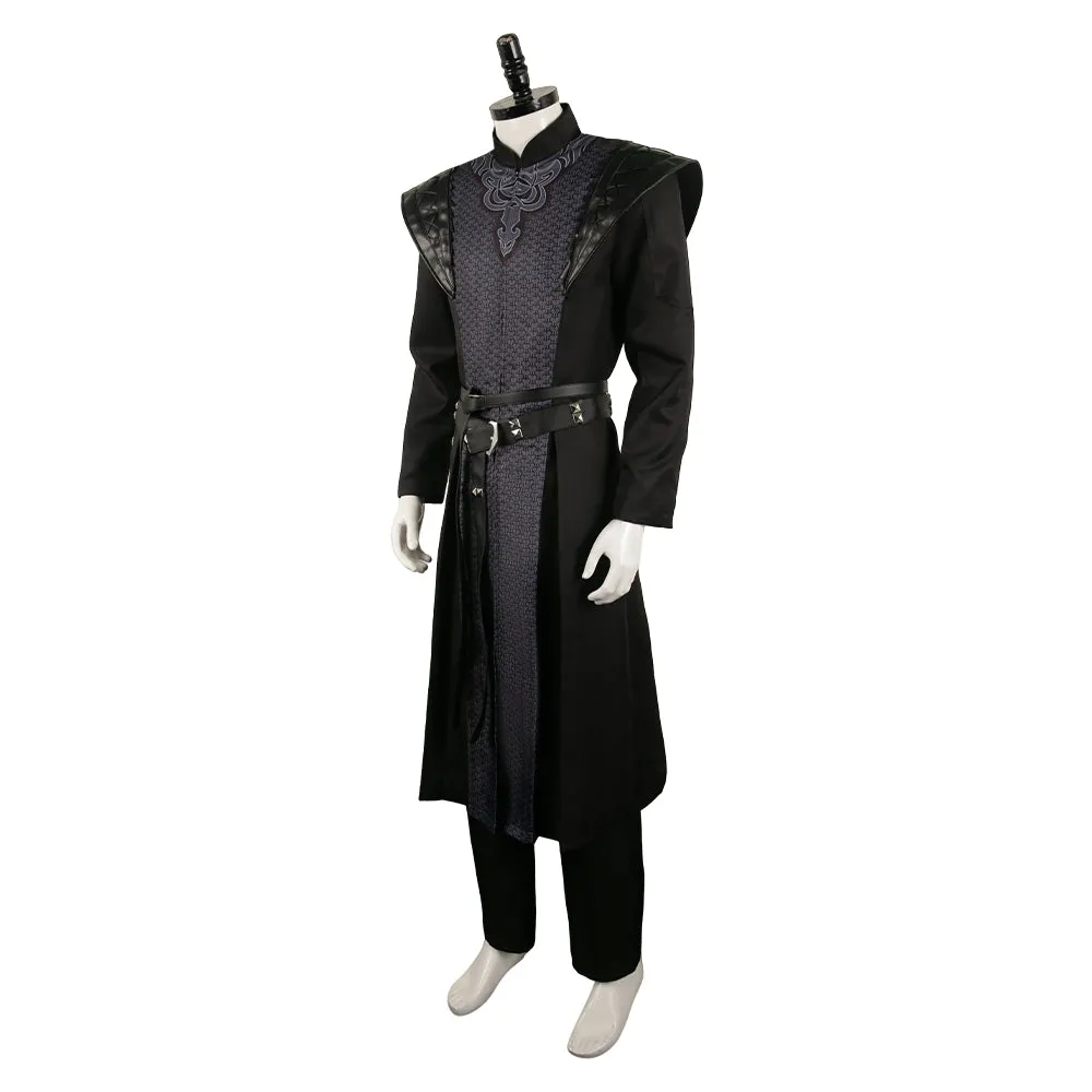 Twill fabric   PU LeatherDaemon Targaryen Black Printed Set Cosplay Costume Outfits